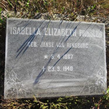 PRINSLOO Isabella Elizabeth nee JANSE VAN RENSBURG 1867-1940
