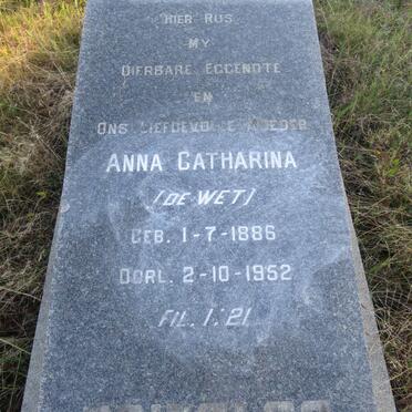 PRINSLOO Anna Catharina nee DE WET 1886-1952