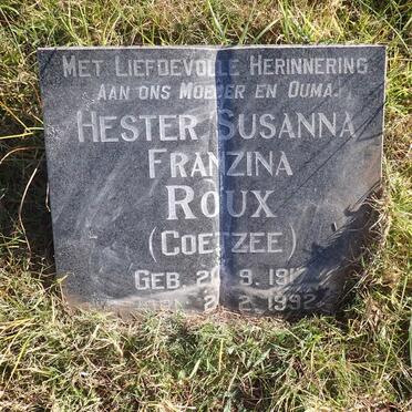ROUX Hester Susanna Franzina nee COETZEE 1917-1992