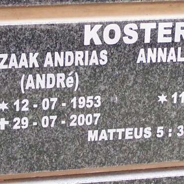 KOSTER Izaak Andrias 1953-2007 &amp; Annalé VELDSMAN 1954-