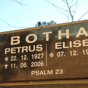 BOTHA Petrus 1927-2006 &amp; Elise 1935-