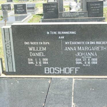 BOSHOFF Willem Daniel 1908-1984 &amp; Anna Margaretha Johanna du PLESSIS 1905-1968