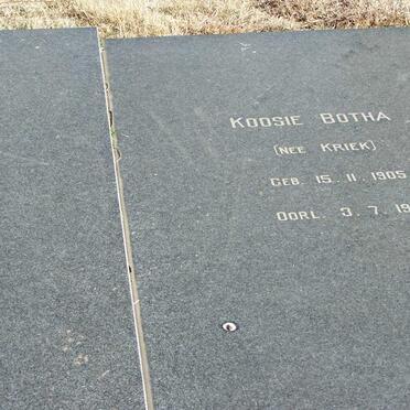 BOTHA Jacob Petrus Johannes 1898-1998 &amp; Koosie KRIEK 1905-1979