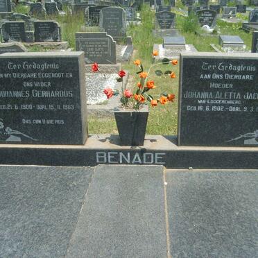 BENADE Johannes Gerhardus 1900-1963 &amp; Johanna Aletta Jacoba VAN LOGGERENBERG 1902-1982