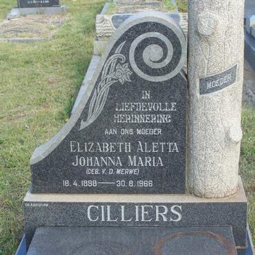CILLIERS Elizabeth Aletta Johanna Maria nee v.d. MERWE 1898-1966