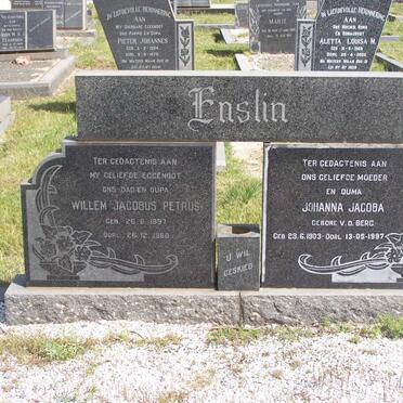 ENSLIN Willem Jacobus Petrus 1897-1968 &amp; Johanna Jacoba V.D. BERG 1903-1997