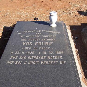 FOURIE Vos nee DU PREEZ 1925-1996