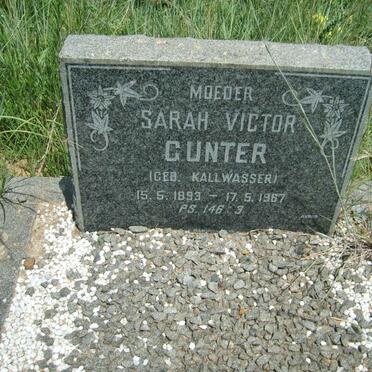 GUNTER Sarah Victor nee KALLWASSER 1893-1967