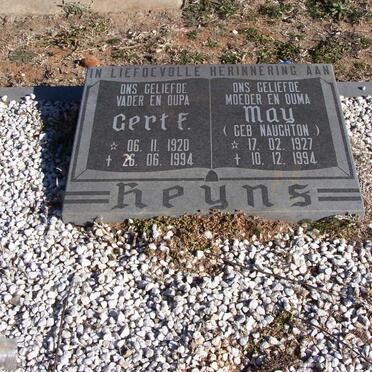 HEYNS Gert Frederik 1920-1994 &amp; May NAUGHTON 1927-1994