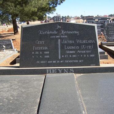 HEYNS Gert Frederik 1909-1988 &amp; Jacoba Wilhelmina Landman POTGIETER 1911-1988