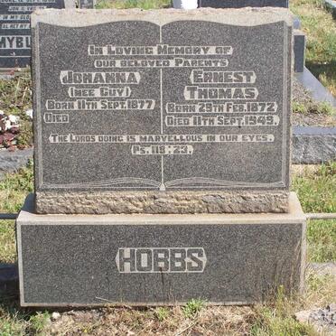 HOBBS Ernest Thomas 1872-1949 &amp; Johanna GUY 1877-