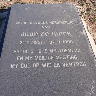 KLERK Jacob Jacobus, de 1931-1998