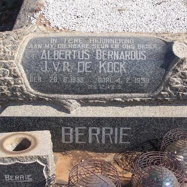 KOCK Albertus Bernardus J.v.R., de 1933-1959