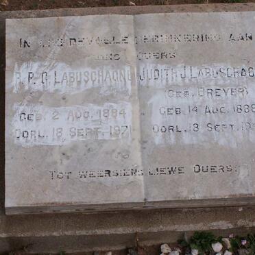 LABUSCHAGNE R.P.G. 1884-1971 &amp; Judith J. DREYER 1888-1949