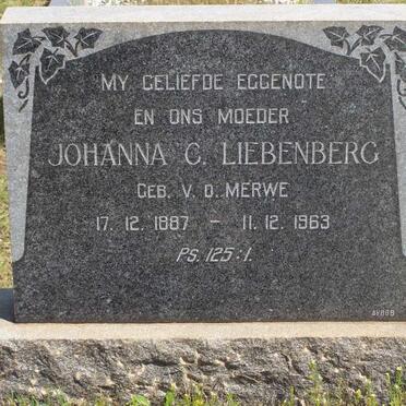 LIEBENBERG Johanna C. nee V.D. MERWE 1887-1963