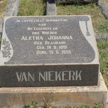 NIEKERK Aletta Johanna, van nee  BEAURAIN 1881-1955