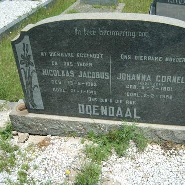 ODENDAAL Nicolaas Jacobus 1903-1965 &amp; Johanna Cornelia KNOETZEN 1901-1986