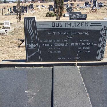 OOSTHUIZEN Jacobus Hendrikus 1931-1980 &amp; Gesina Magdalena BENADE 1936-