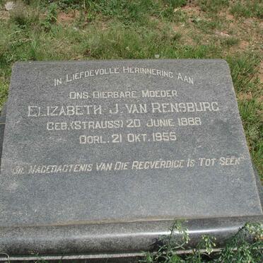RENSBURG Elizabeth J., van nee STRAUSS 1888-1955