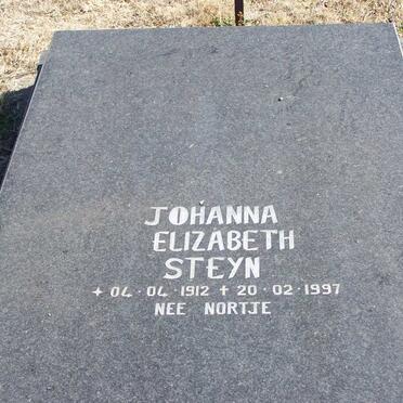 STEYN Johanna Elizabeth nee NORTJE 1912-1997