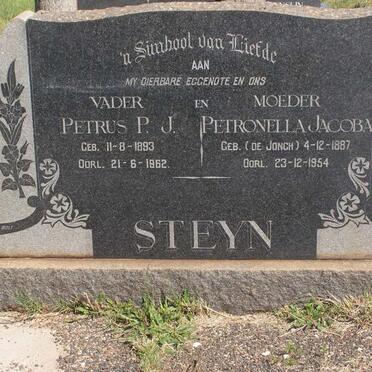STEYN Petrus P.J. 1893-1962 &amp; Petronella Jacoba DE JONGH 1887-1954