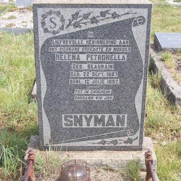 SNYMAN Helena Petronella nee BEAURAIN 1887-1952