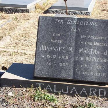 TALJAARD Johannes N. 1905-1982 &amp; Martha J. DU PLESSIS 1907-1976
