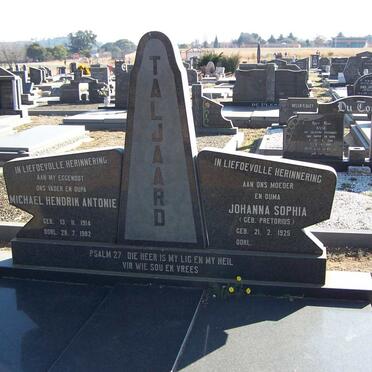TALJAARD Michael Hendrik Antonie 1914-1982 &amp; Johanna Sophia PRETORIUS 1925-