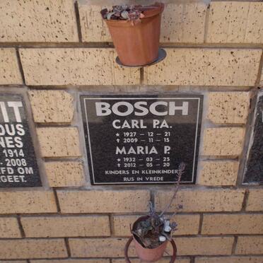 BOSCH Carl P.A. 1927-2009 &amp; Maria P. 1932-2012