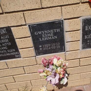 LEHMAN Gwynneth Esme 1928-2014