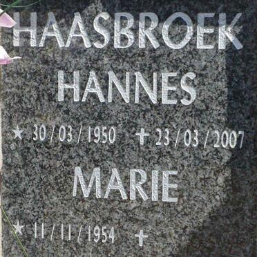 HAASBROEK Hannes 1950-2007 &amp; Marie 1954