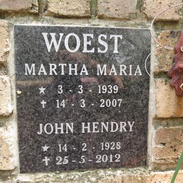 WOEST John Hendry 1928-2012 & Martha Maria 1939-2007
