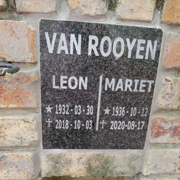 ROOYEN Leon, van 1932-2018 & Mariet 1936-2020