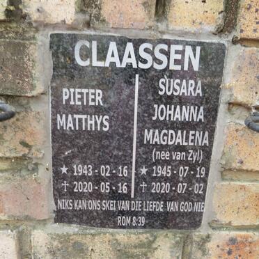 CLAASEN Pieter Matthys 1943-2020 & Susara Johanna Magdalena VAN ZYL 1945-2020