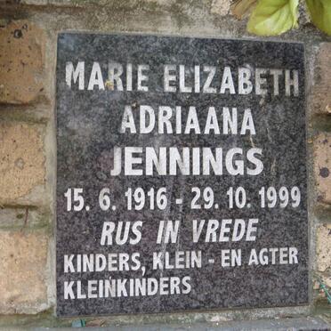 JENNINGS Marie Elizabeth Adriaana 1916-1999