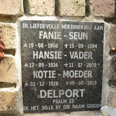 DELPORT Hansie 1924-2009 & Kotie 1928-2015 :: DELPORT Fanie 1950-1994