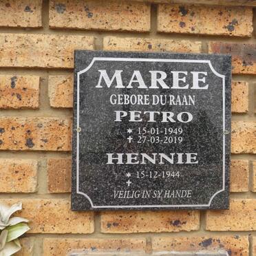 MAREE Hennie 1944- & Petro DU RAAN 1949-2019