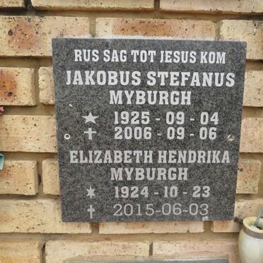 MYBURGH Jacobus Stefanus 1925-2006 & Elizabeth Hendrika 1924-2015