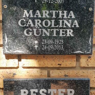 GÜNTER Frans 1924-2007 &amp; Martha Carolina 1925-2013