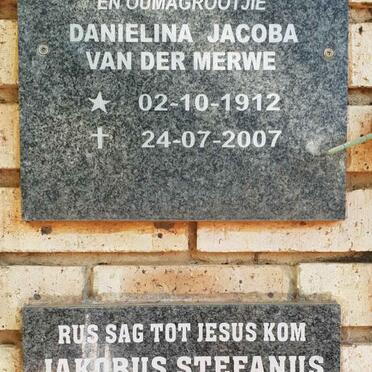MERWE Danielina Jacoba, van der 1912-2007