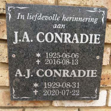 CONRADIE J.A. 1925-2016 & A.J. 1929-2020