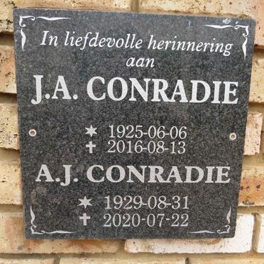 CONRADIE J.A. 1925-2016 & A.J. 1929-2020