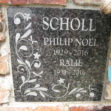SCHOLL Philip Noel 1929-2016 & Ralie 1931-2016