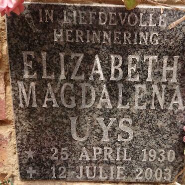 UYS Elizabeth Magdalena 1930-2003