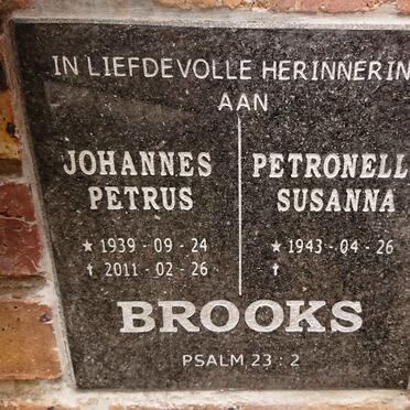 BROOKS Johannes Petrus 1939-2011 & Petronella Susanna 1943-