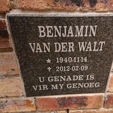 WALT Benjamin, van der 1940-2012