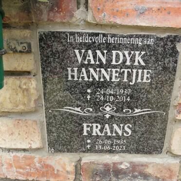 DYK Frans, van 1935-2023 & Hannetjie 1937-2014