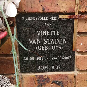 STADEN Minette, van nee UYS 1983-2007