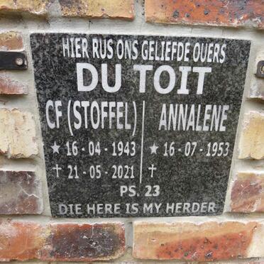 TOIT C.F., du 1943-2021 & Annalene 1953-