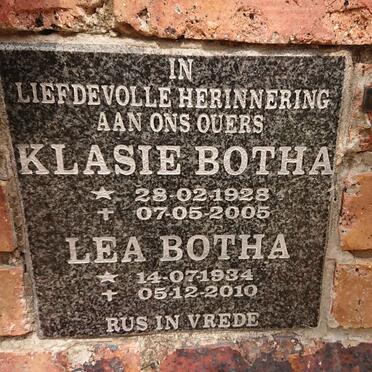 BOTHA Klasie 1928-2005 & Lea 1934-2010